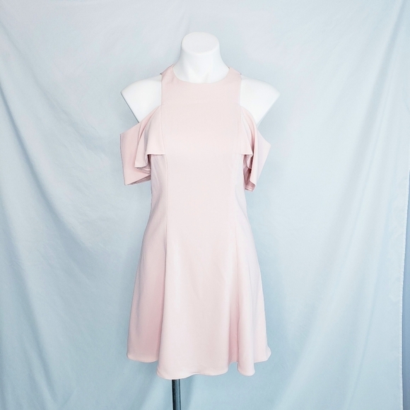 JayGodfrey Ruffle Sleeve Fit & Flare Dress Pink - Picture 1 of 13